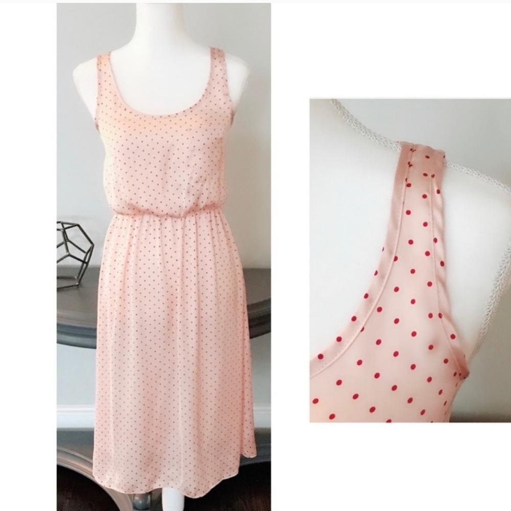 ASOS pink red dot dress